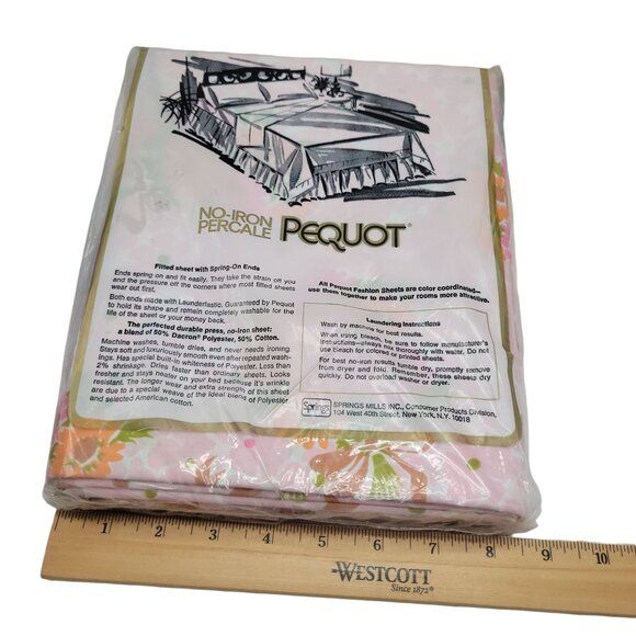 Vtg Pequot Double Flat Sheet Retro Floral 70s Flower Power Groovy Made in USA No - Picture 8 of 9